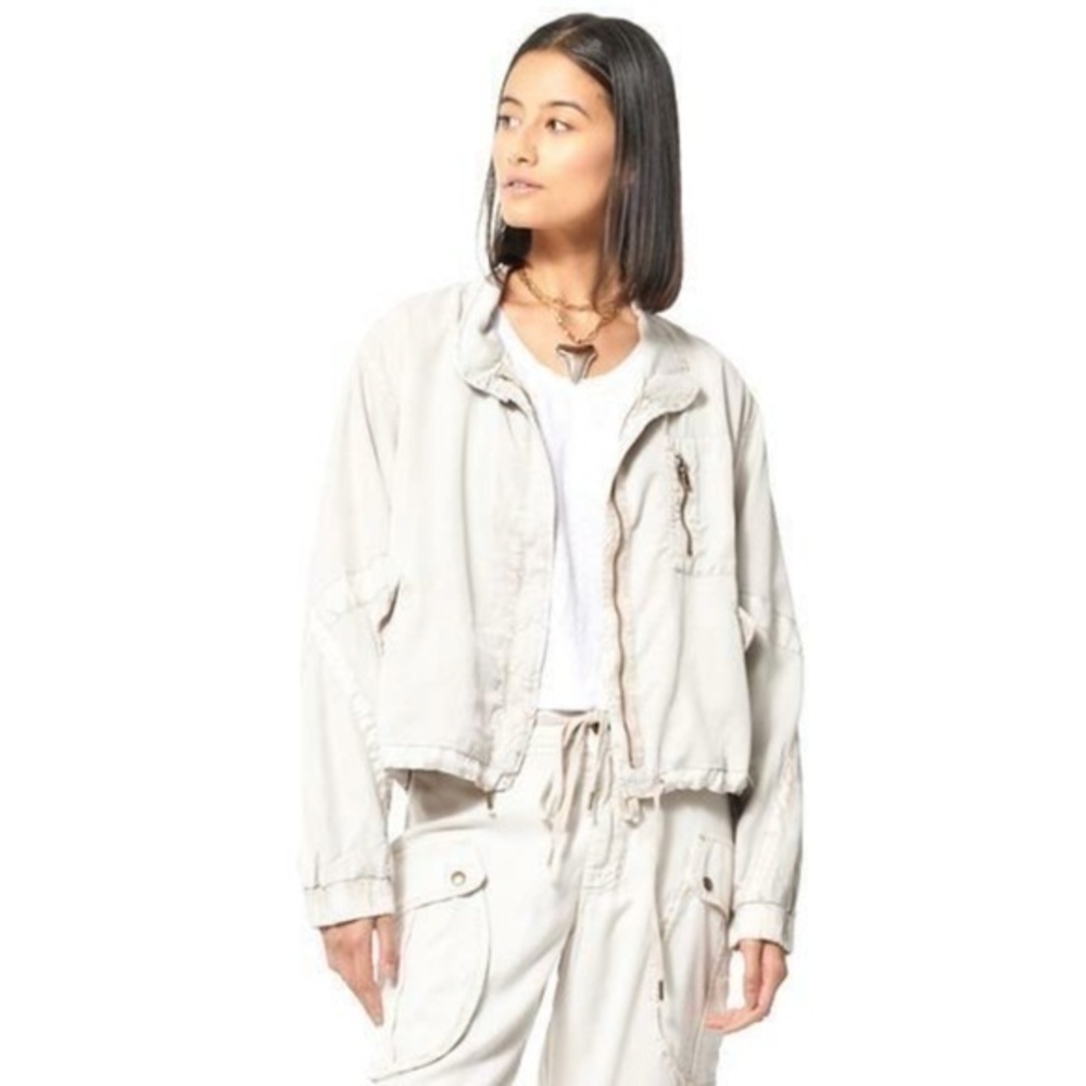 Young Fabulous & Broke Cream Full Zip Utility Clara Jacket Size Medium